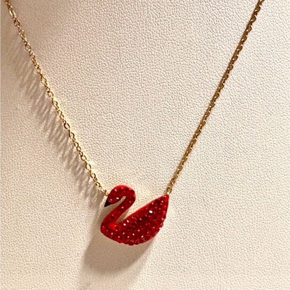 Red Swan Pendant Stainless Steel Necklace - Picture 2 of 4